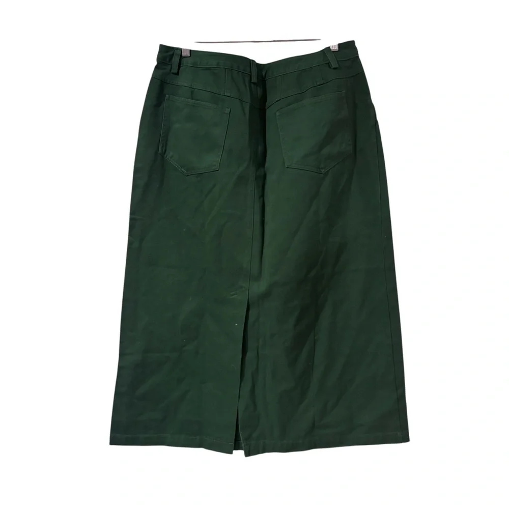 NWT Bridgewater Studio Green Denim Midi Skirt Size 18 High Waisted Casual Boho - Picture 9 of 10